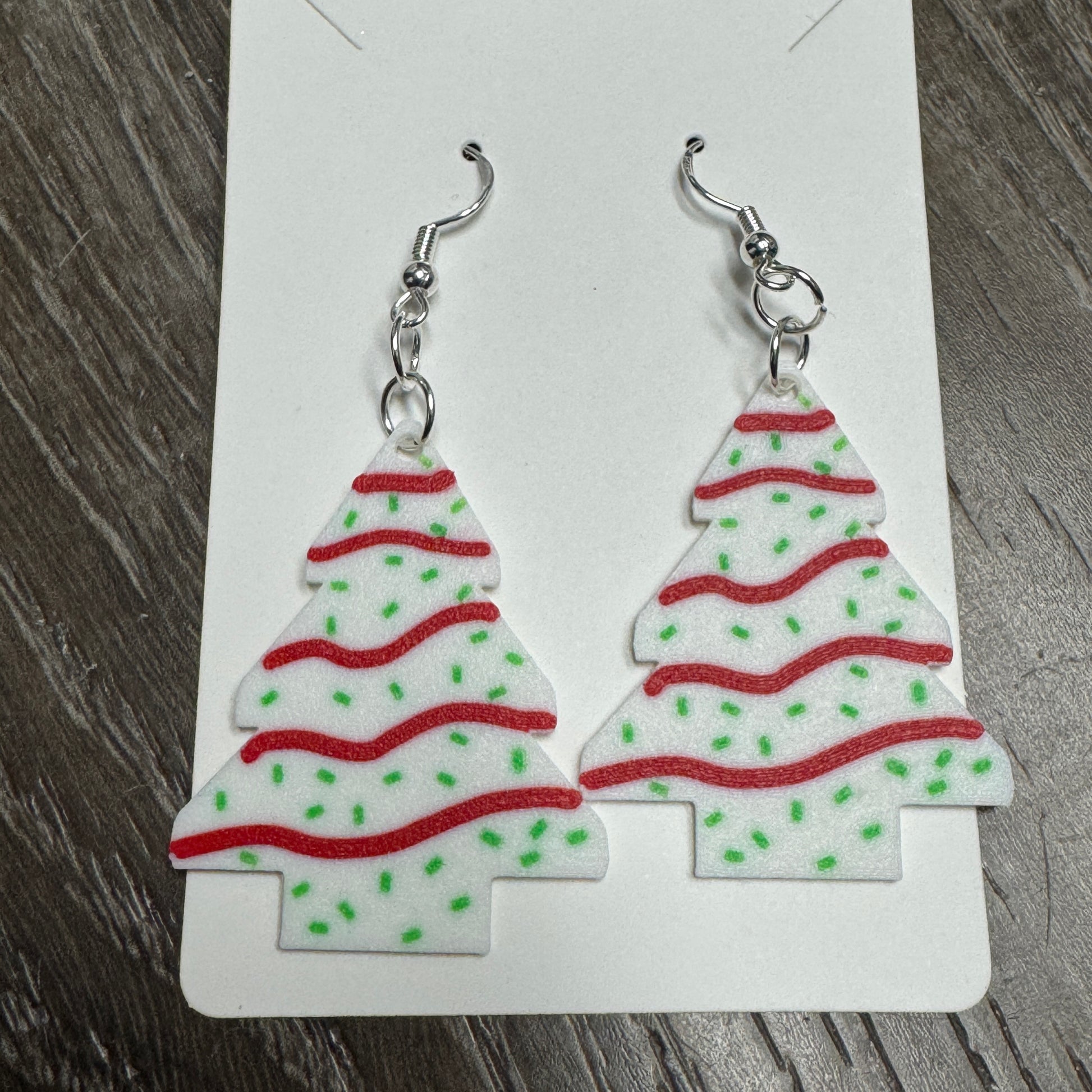 Little Debbie Christmas tree earings - G&B Printing